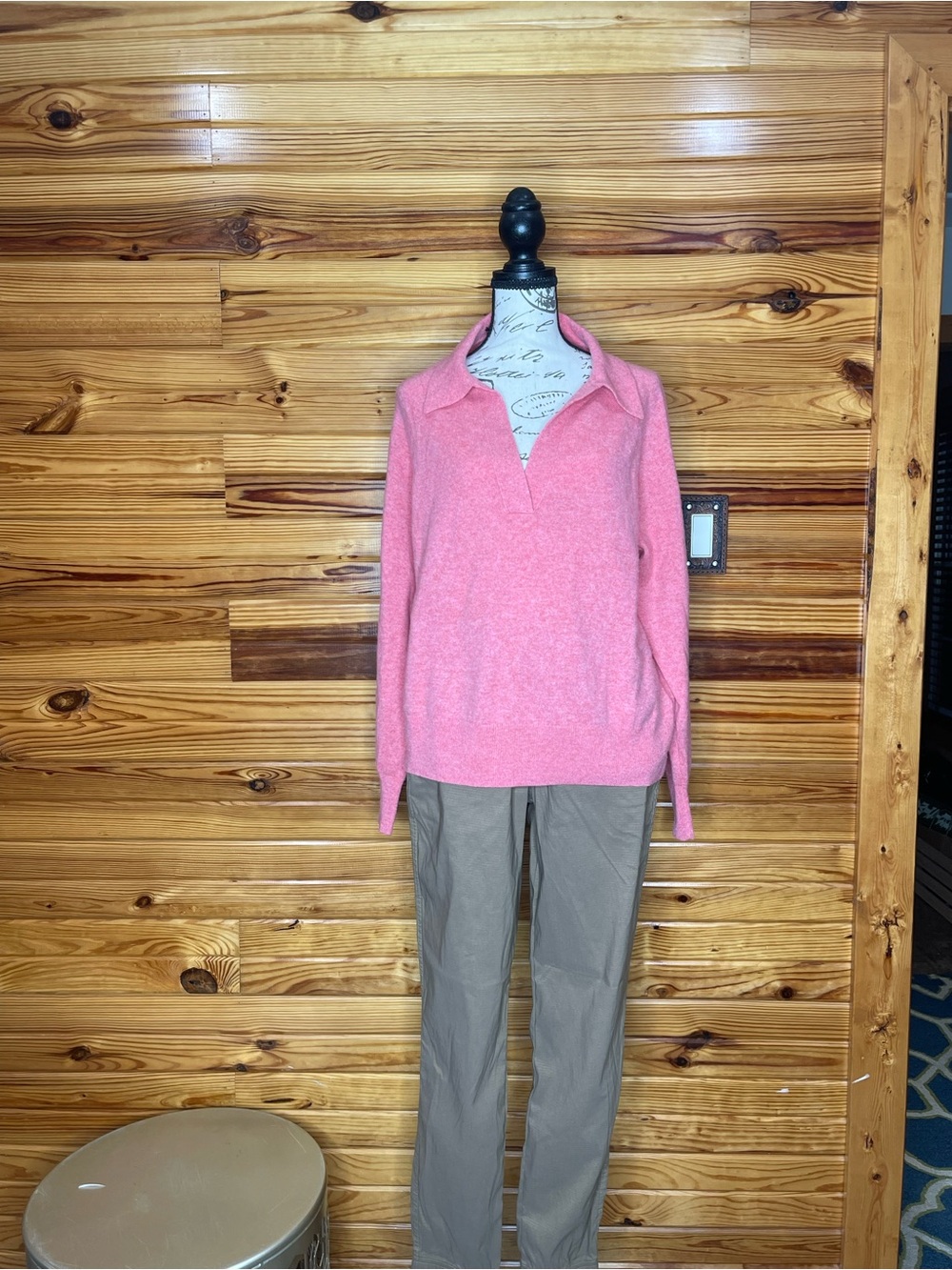 J. Crew Pink Collared Cashmere Pullover Sweater